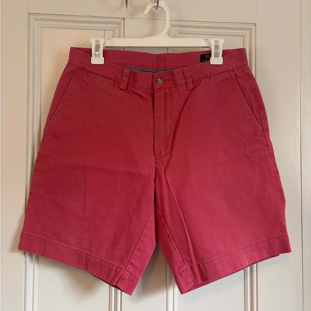 Ralph Lauren Red Flat-Front Cotton Shorts